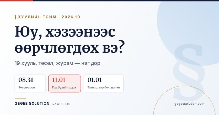 Хуулийн тойм 2026.10: юу, хэзээнээс өөрчлөгдөх вэ?